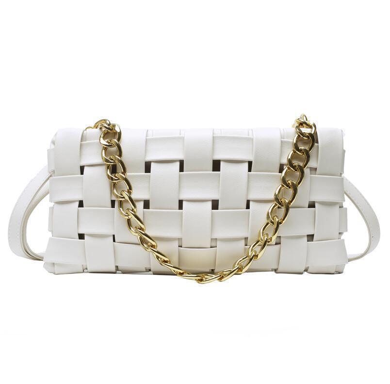 Luxury Woven PU Leather Bag Stylish Chain Shoulder Bag Women