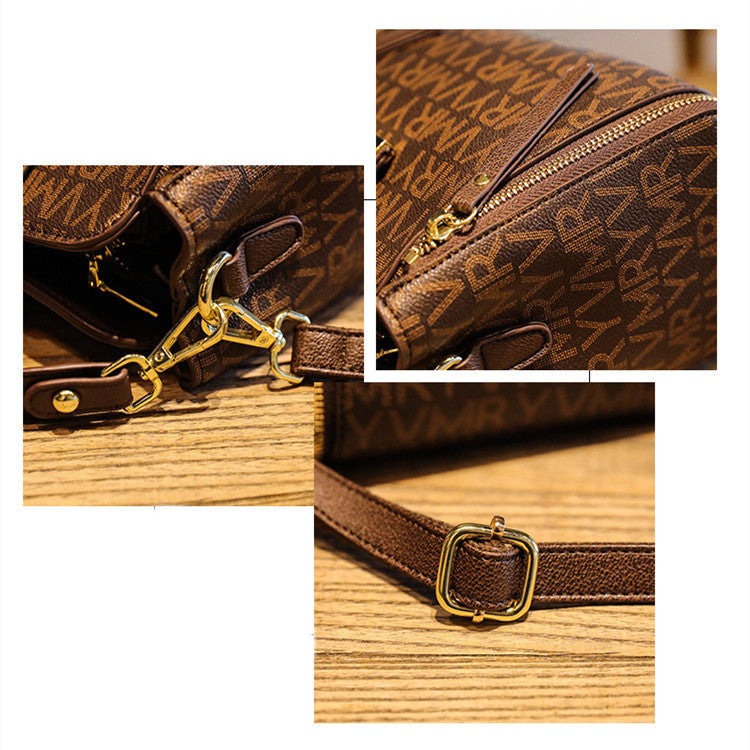 Women’s Fashion Printed Bucket Bag Large Capacity PU Leather Handbag