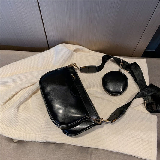 modistly Black Luxury Handbag Set for Women College Style