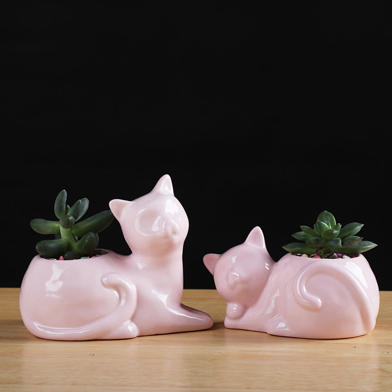 Handcrafted Ceramic Succulent Pots for Desk and Home Decor
